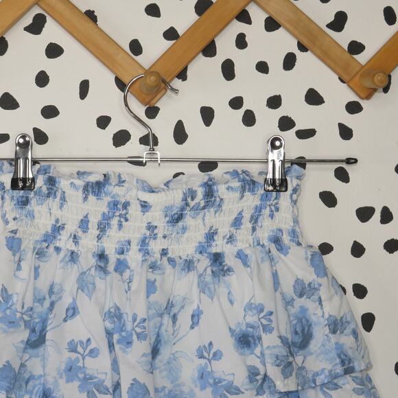 Art Class White Floral Print Tiered Ruffle Smocked Waist Girls Skirt - Picture 4 of 6